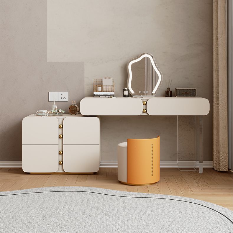13.77" Wide Make-up Vanity White Makeup Vanity Desk Table with 2/6 Drawers