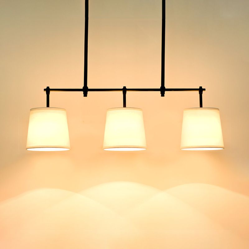 Luz de 3 luces Luz de la isla de la isla tradicional iluminación colgante de tela dorada para el comedor