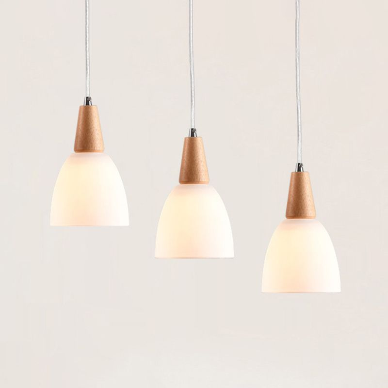 Cone Hanging Pendant Lights Modern Simple White Glass Pendant Ceiling Lights for Restaurant