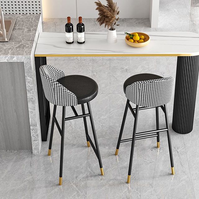 Industrial Metal Bar Stool Upholstered Bar Stools with Black Legs