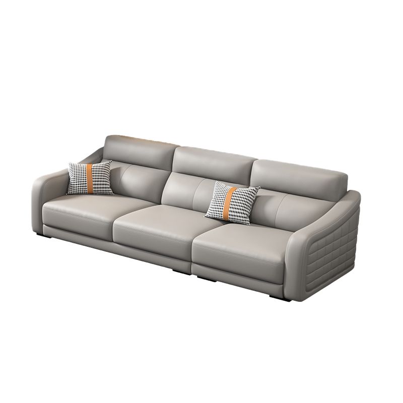 Modernism Genuine Leather Sectional Sloped Arm Sectional in Grey