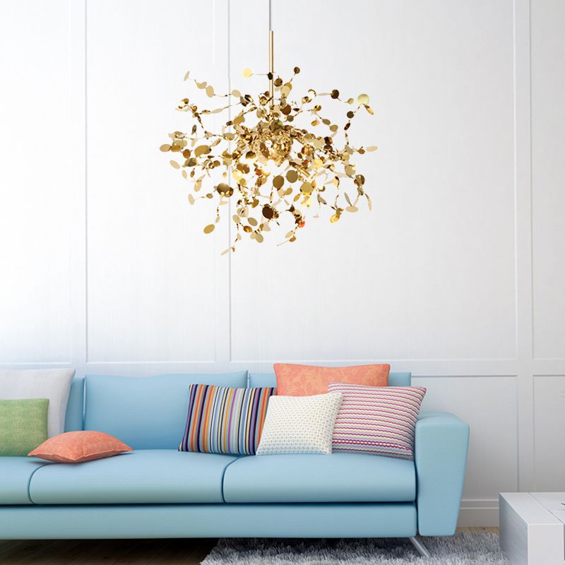 Firework Pendant Light Modernism Metal LED Gold Hanging Ceiling Light for Living Room