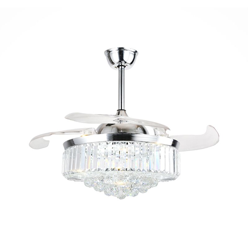 16 "W Circle Semi Mount Lighting Modernismus Kristall LED Chrom Anhängerleuchte Leuchte mit 3-Blade