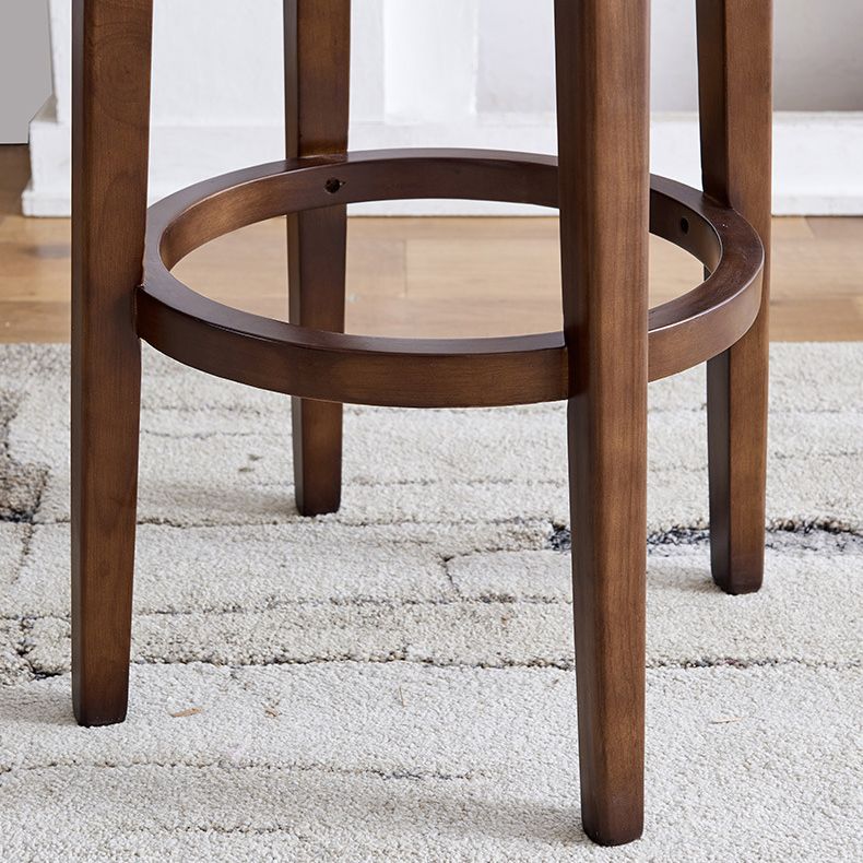 Modern Solid Wood Bar Stool Backless Rattan Bar Stool for Living Room