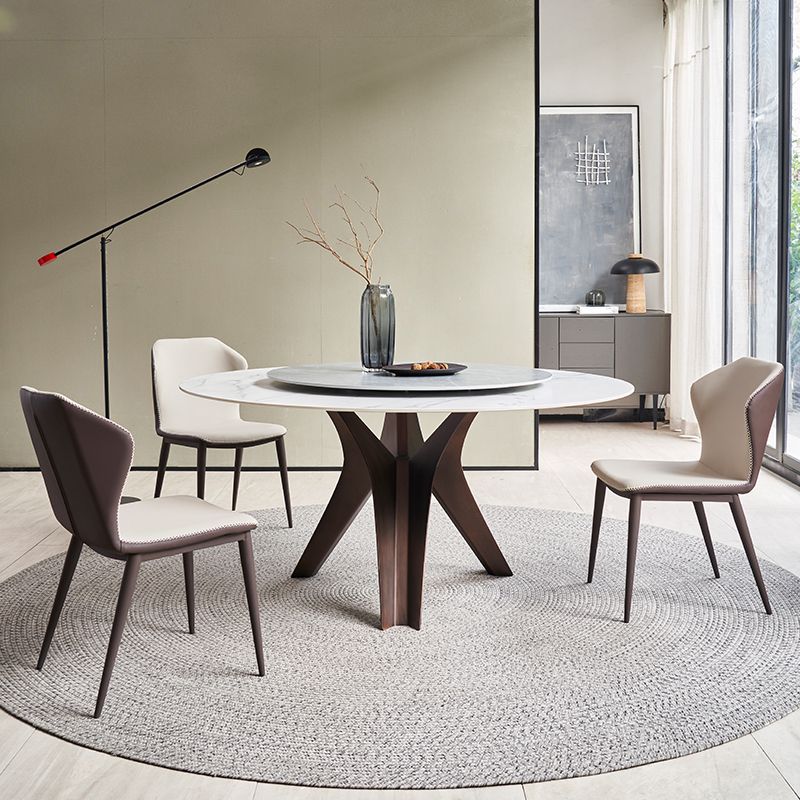 Stone Dining Table Simple Style Round Dining Site Table with Turntable