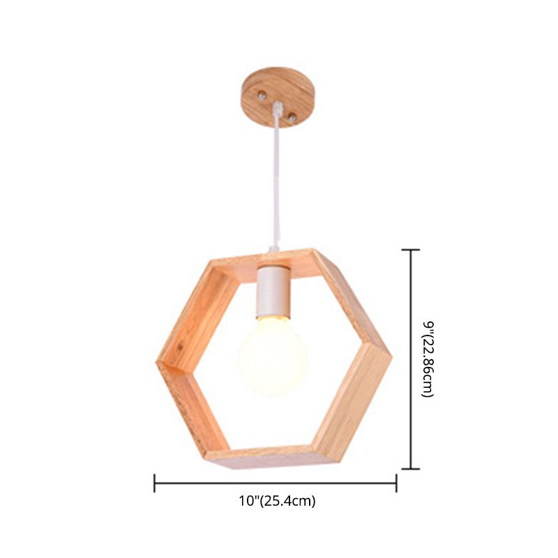 Geometric Pendant Lighting Fixture Modern Wooden Hanging Ceiling Light for Dinning Room