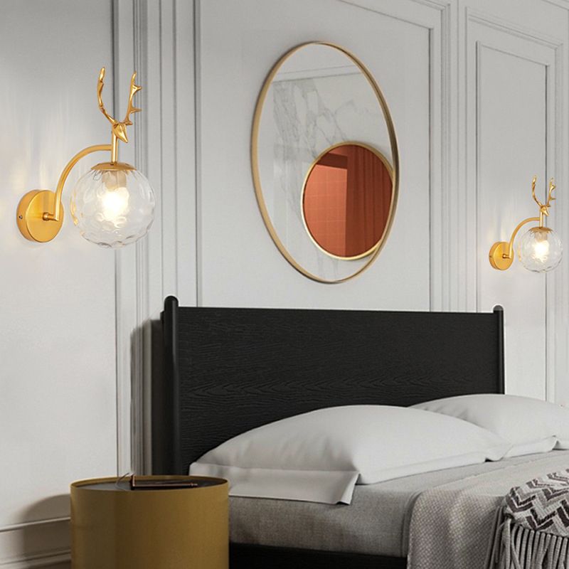 1-Light Ball Wall Lamps Modern Style Glass Wall Mounted Lights