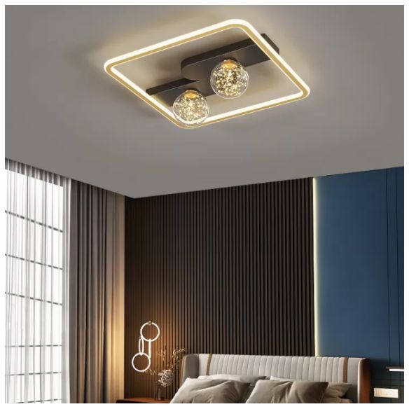 Luminaire de plafond minimaliste LED en métal à montage encastré géométrique en or noir pour le salon