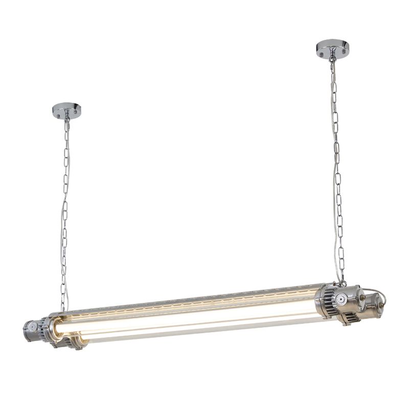 Modern Metal Ceiling Light Tube Shape Island Light with Acrylic Shade for Living Room