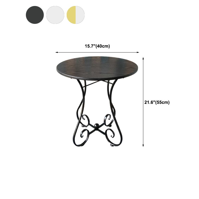 Round Wood X-base Side Table Modern Minimalist End Table for Living Room