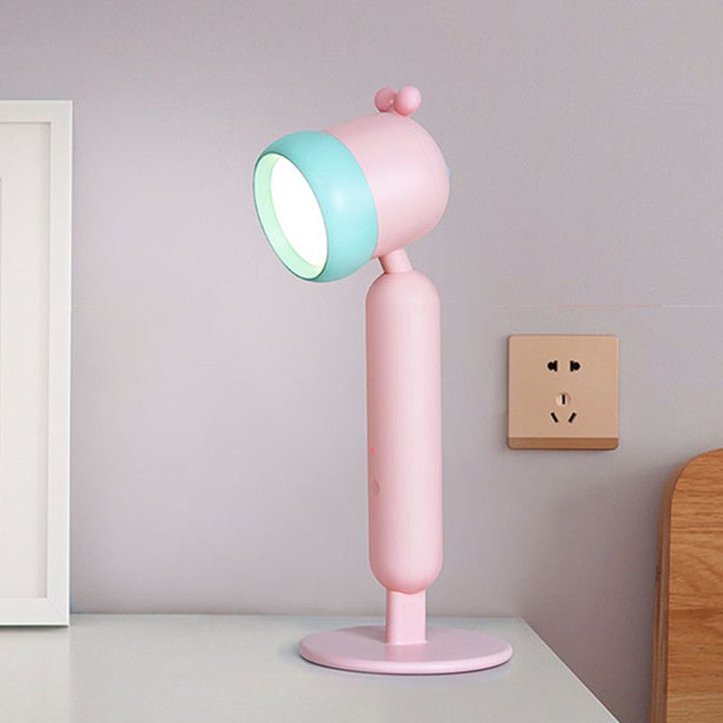 Macaron Swivel Shade Reading Book Light Plastic 1 Head Bedroom Table Lamp with USB Cord