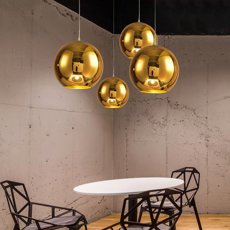 Bulbe simple de style moderne suspendu léger miroir à miroir en verre pendant à la teinte pour salle à manger de chambre à coucher