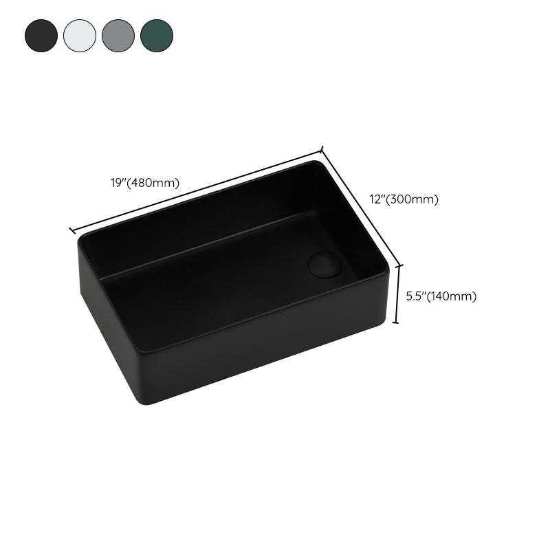 Contemporary Bathroom Sink Rectangular Porcelain Vessel Sink with Pop-Up Drain