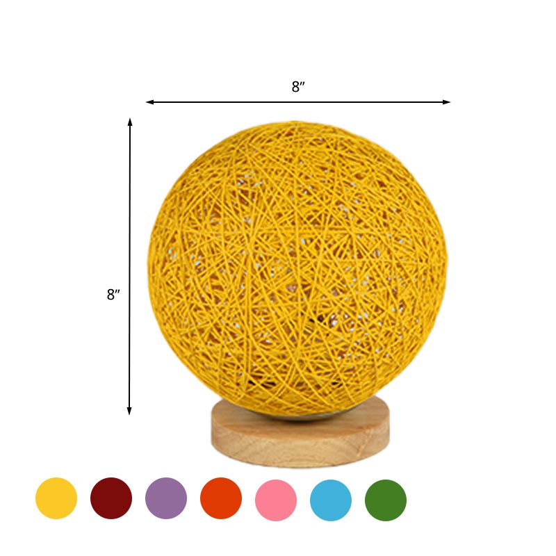 Lámpara de techo de pasillo de 1 cabezal tejida a mano de estilo moderno con pantalla esférica de ratán de 6"/8" de ancho en rojo/rosa