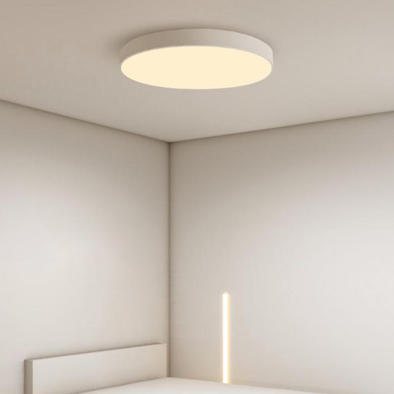 Plafonnier LED circulaire blanc en fer forgé de simplicité moderne avec abat-jour en acrylique