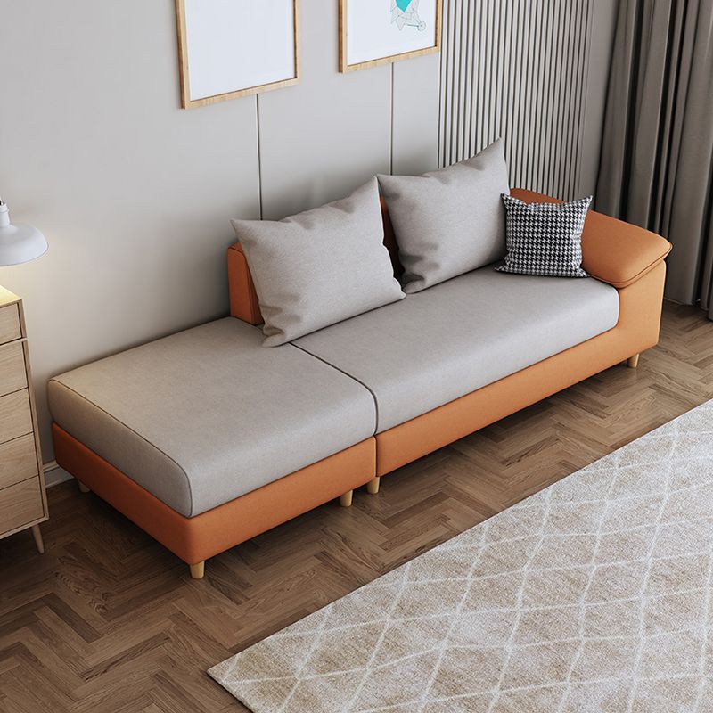 Modern Faux Leather and Linen Chaise Lounge Solid Color Chaise Lounge