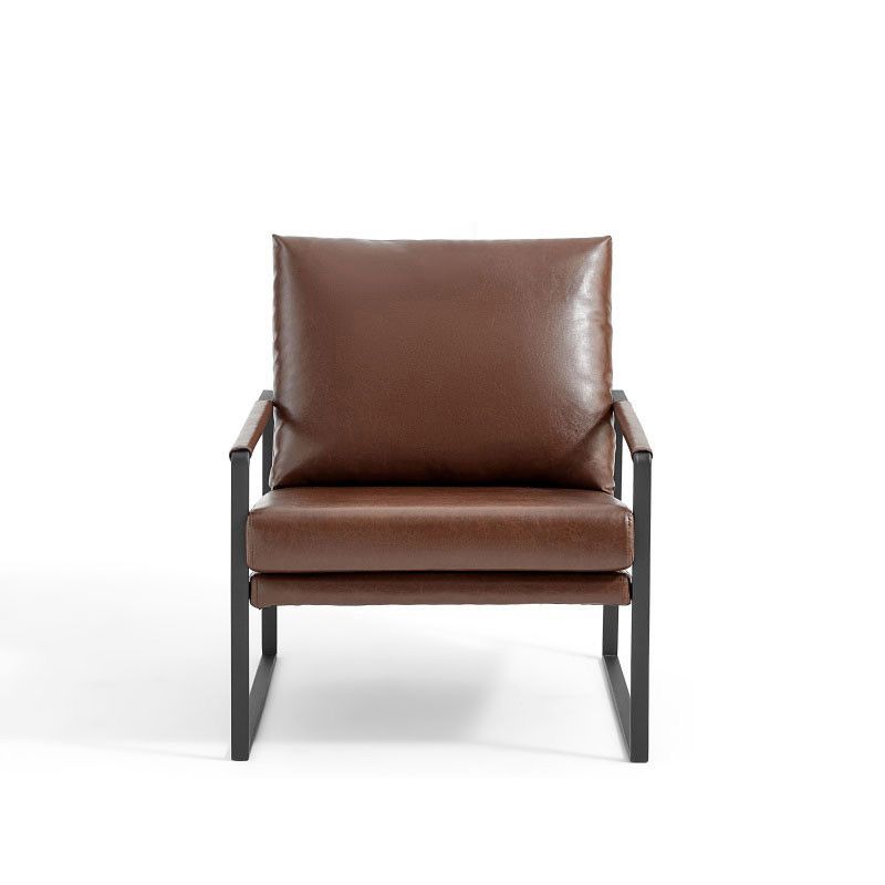 Cushions Flared Arm Seating Contemporary Sofa Faux Leather Stain Resistant