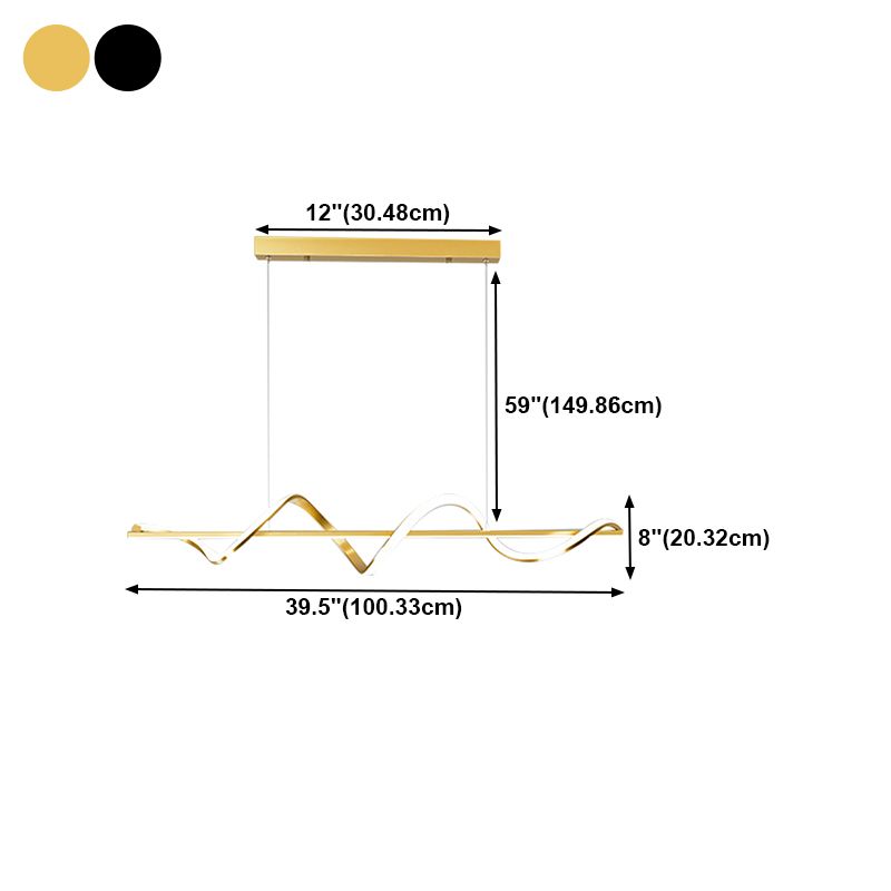 Metal Linear Shade Island Pendant Modern Style Multi Light Island Lighting for Living Room