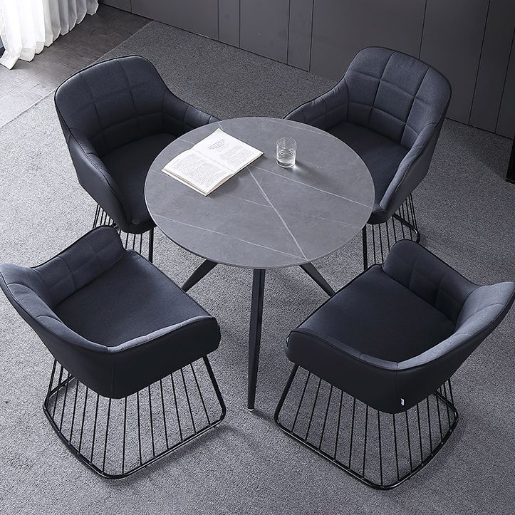 Mesa de cena redonda de estilo moderno Mesa de piedra sinterizada con base de metal para uso en el hogar