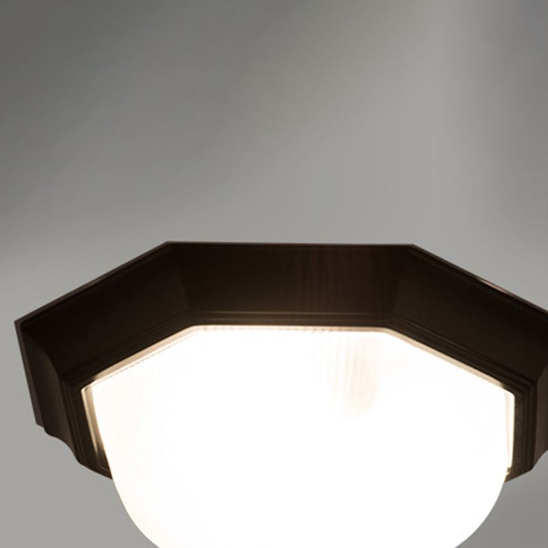 12" Wide Hexagon Flush Mount Classic Glass Flush Ceiling Light in Black
