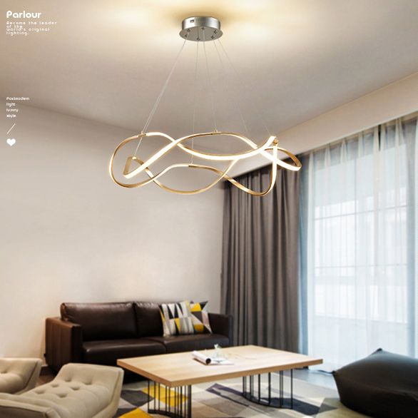 Postmodern Minimalist Twisting Chandelier Lamp Acrylic Hanging Pendant Lights for Restaurant