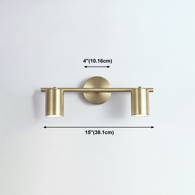 Gold Cylinder Mirror Light Modern Style Metal Wall Mount Lighting Fixture