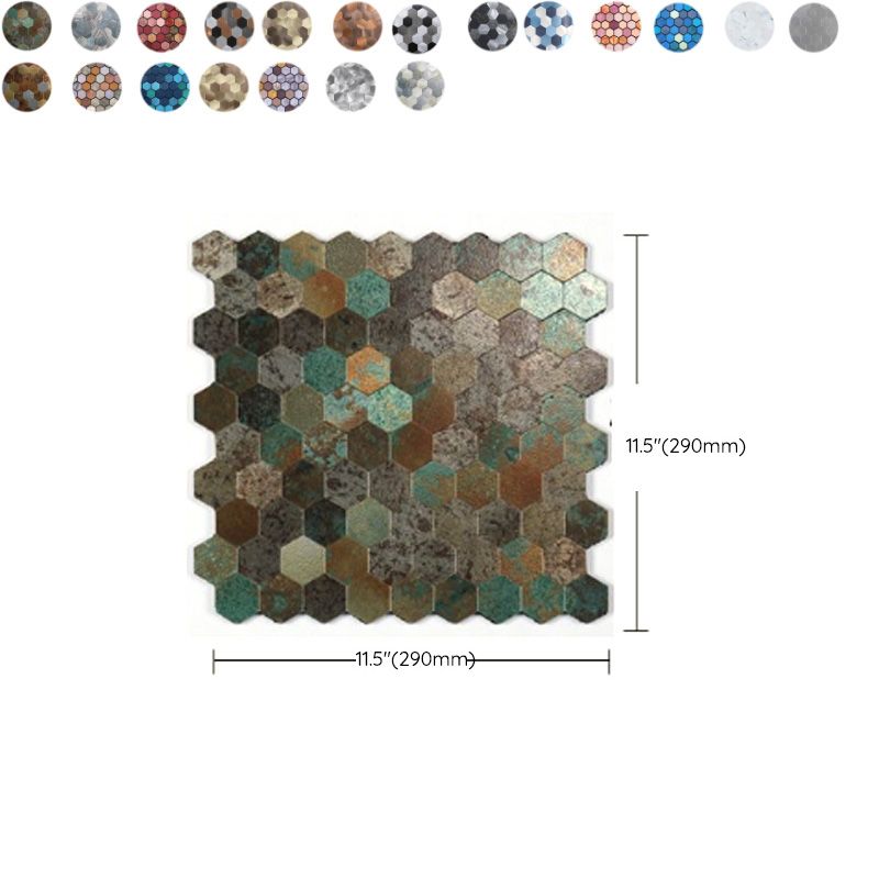 Modern Tile-Peel & Stick Metal Mosaic Tile Hexagonal Peel & Stick Subway Tile