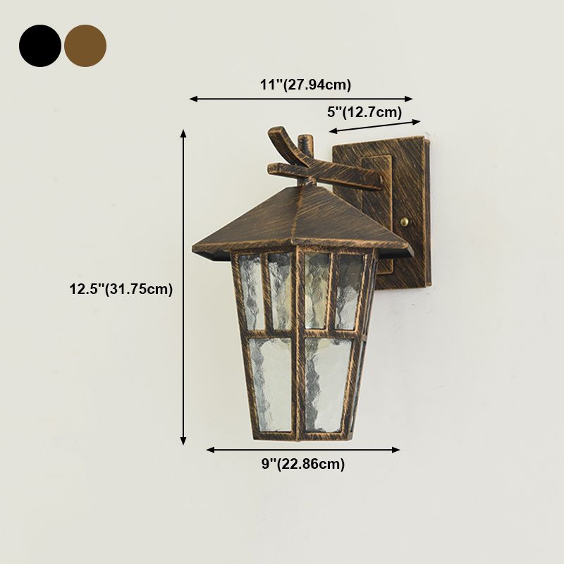 Retro Style Glass Wall Light Geometric Single Light Wall Sconce for Outdoors