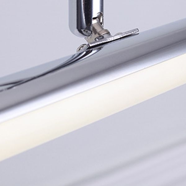 1-Light Linear Mirror Wall Lighting Modern Style Metal Wall Mounted Light in Silver