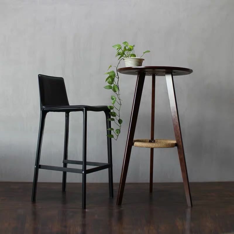 Modern Faux Leather Counter Stool Square Low Back Bar Stool with Footrest