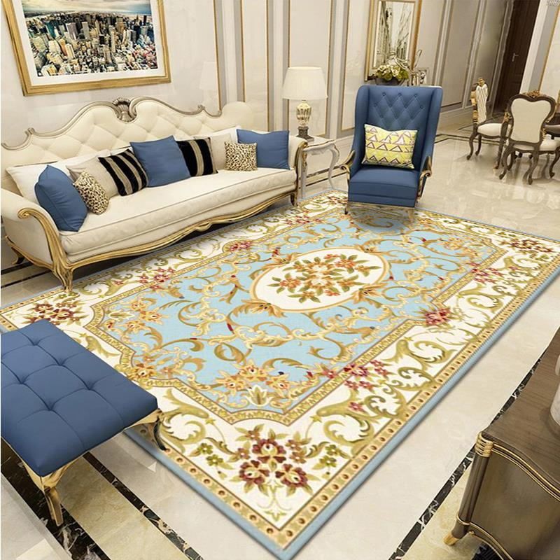 Wine Red Vintage Carpet Polyester Flower Carpet Washable Carpet for Living Room