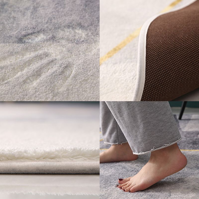 Apricot Minimalist Indoor Rug Polyester Abstract Carpet Anti-Split for Indoor Room