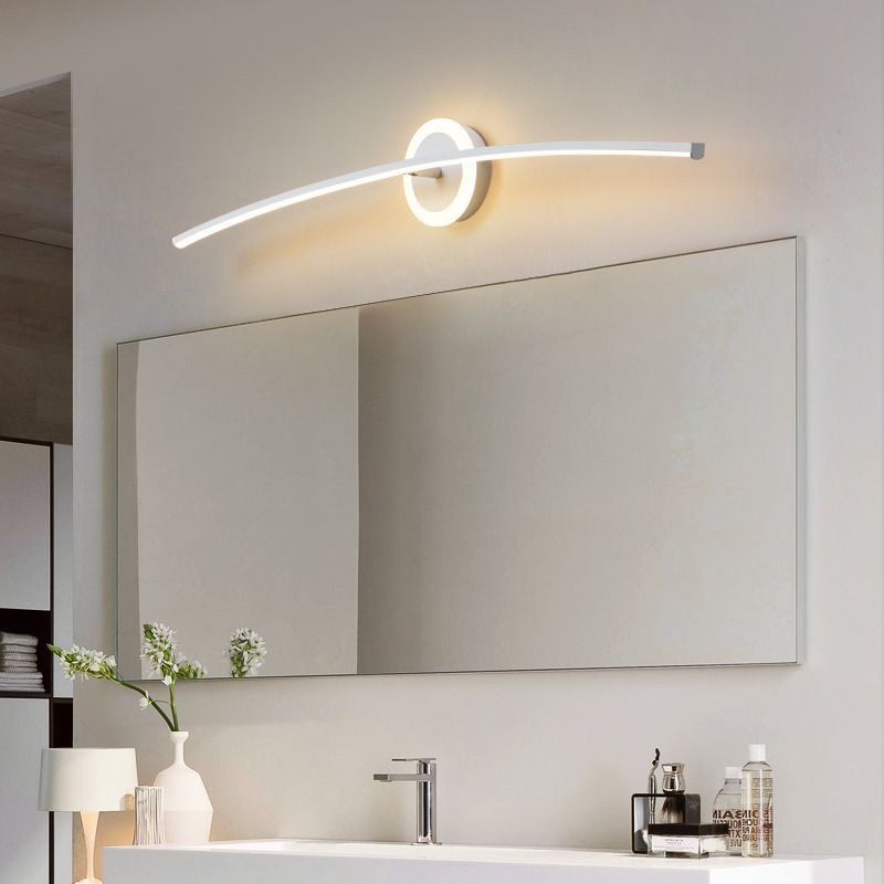 Modern Line Shape Wall Mounted Light 2 Lights Flush Mount Wall Sconce in White Finish