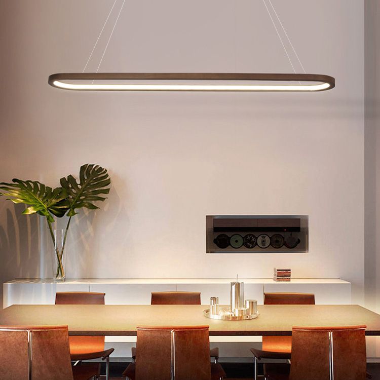 Oval Island Chandelier Lights Simplicity Wood Chandelier Lighting Fixtures for Restaurant