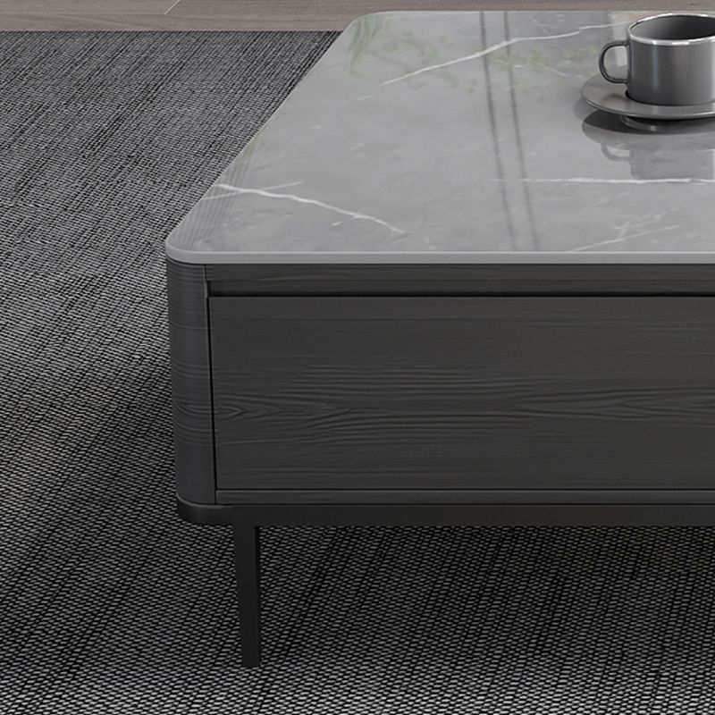 16"H Contemporary Coffee Table Slate 4 Legs Single Coffee Cocktail Table