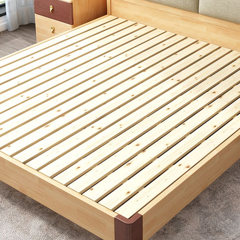 Contemporary Solid Wood Storage with Horizontal Panel Headboard Bed Frame