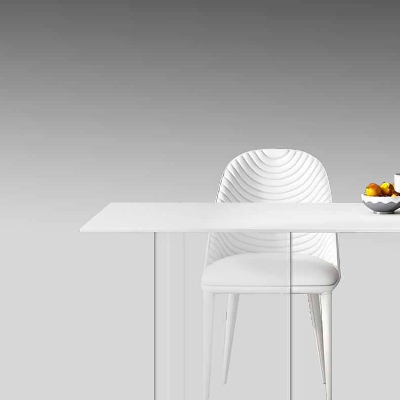 White Rectangle Dining Room Collection Modern Stone and Acrylic Table