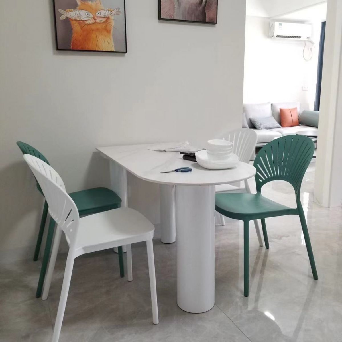 Stone and Wood Dining Room Collection Home Kitchen Dinner Modern Dining Table