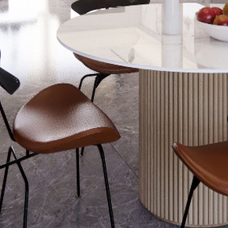 Simple Round Top Dining Table Solid Wood Base Dining Table for Living Room