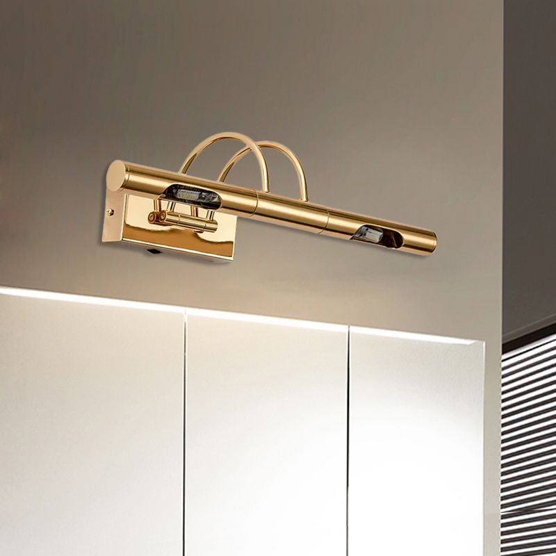LED Metal Vanity Lamp Classic Gold Swing Arm Bathroom Sconce Light Fixture in White/Warm/Natural Light
