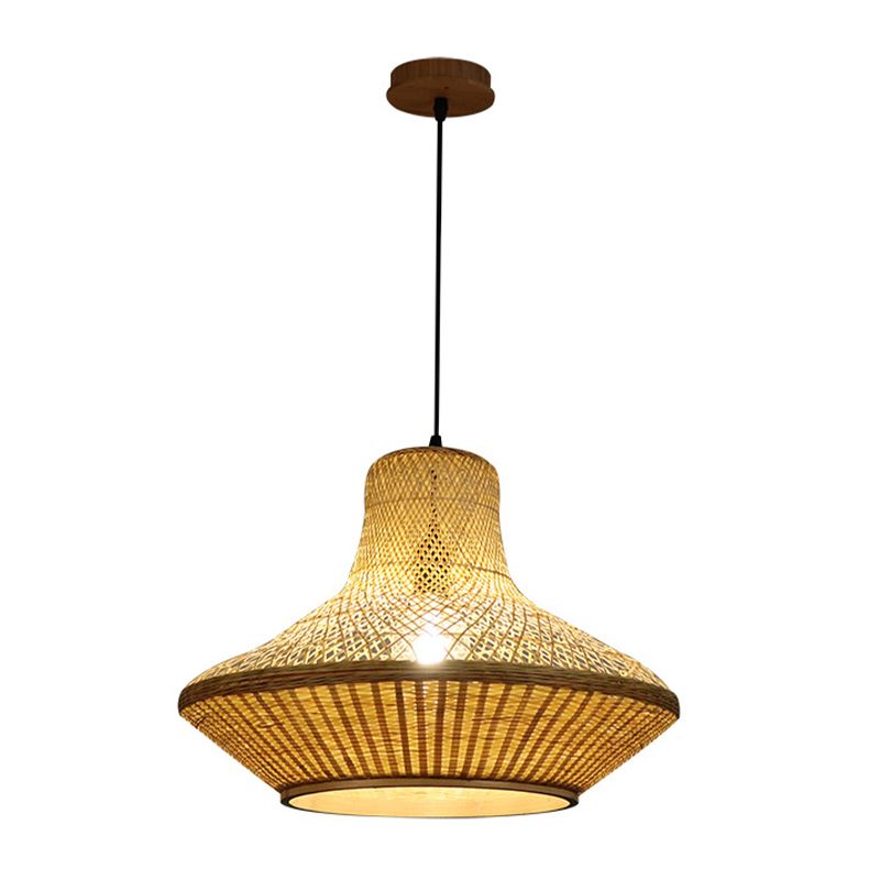 1 comedor ligero kit de luz colgante beige simple iluminación con tono de bambú de linterna