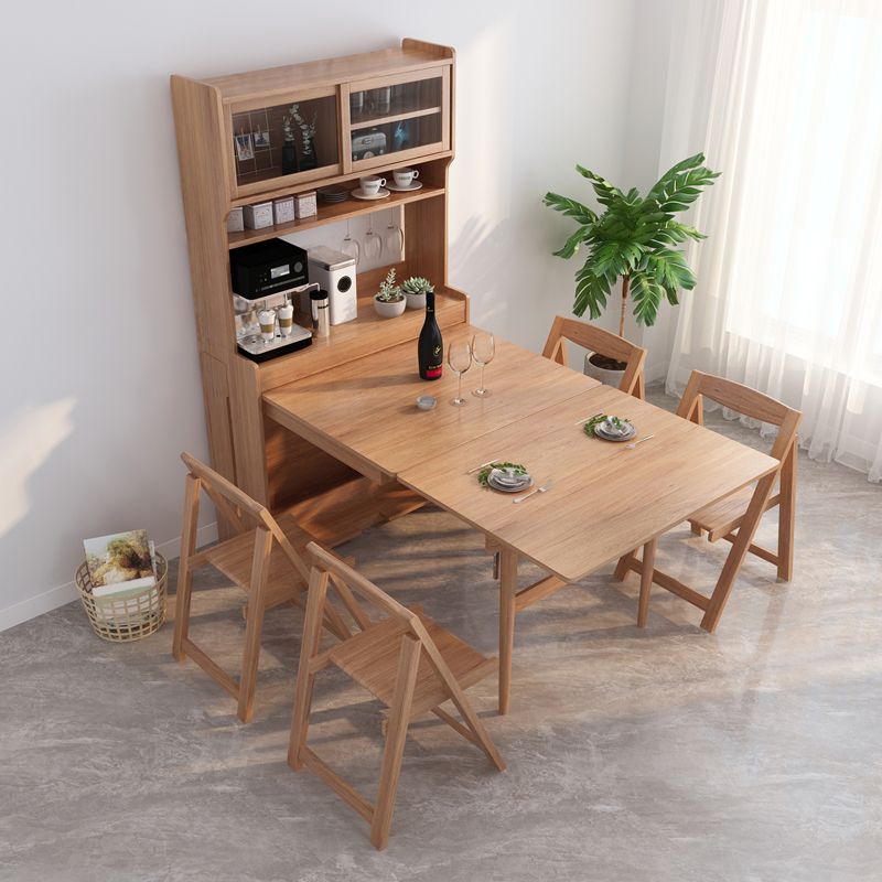 Rectangle Folding Dining Table Wood Dining Table with Storage Base