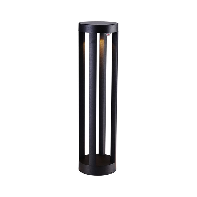 Open Shaped LED Lawn Light Modern Style Aluminum Outdoor Landscape Lighting in Black