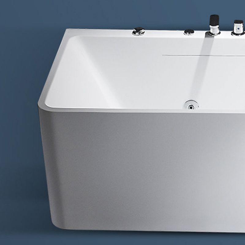 Modern Acrylic Rectangular Bath Tub White Tub with Internal Drain