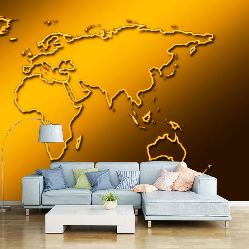Contemporary World Map Wall Mural Eco-friendly Wall Mural in Soft Color