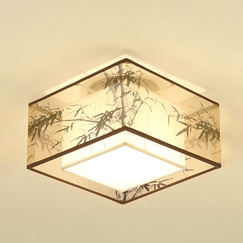 Plafonniers encastrés de style chinois avec éclairage de montage au plafond avec abat-jour en tissu