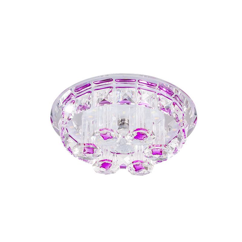 LED Clear Prism Crystal Inbouwlamp Minimale Paarse Ronde Plafondlamp voor Hal