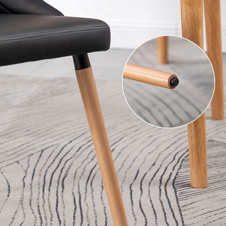 Modern PU Leather Dining Chairs Parsons Furniture with Wood Legs in Matte Finish for Home