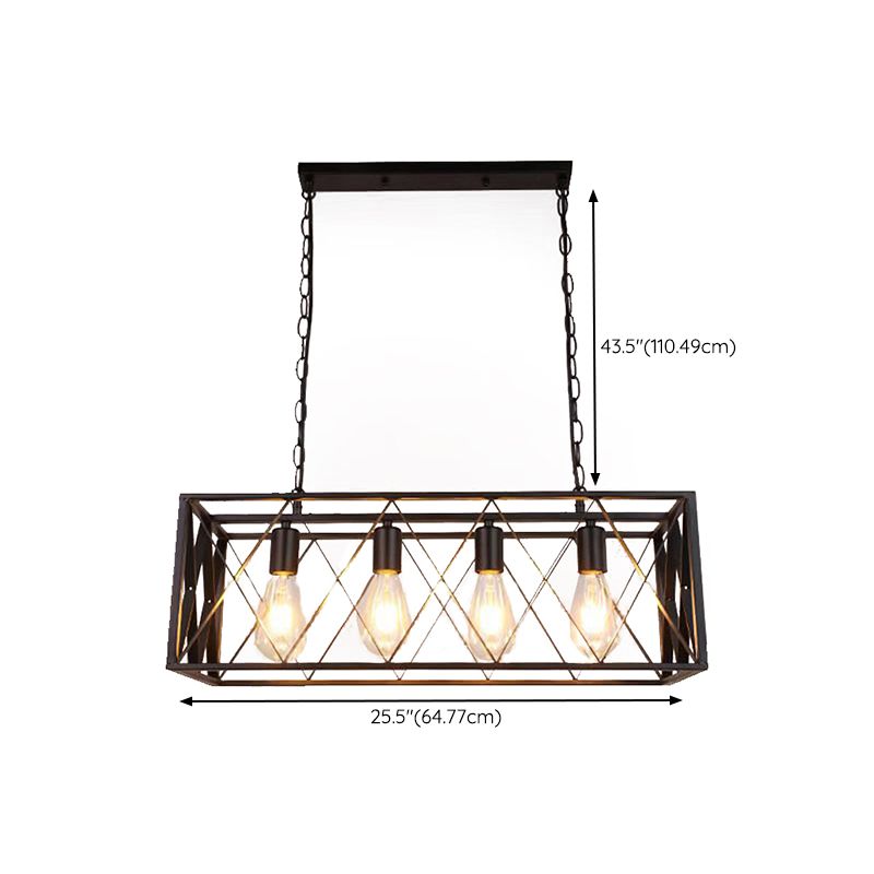 Metal Rectangular Shape Island Pendant Industrial Style Island Pendant Lighting