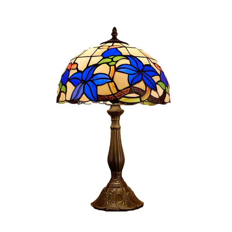 Gebrandschilderd brons Bronze nachtkastje Verlichtingskoepel 1 licht Tiffany Nachttafel Licht met Gardenia -patroon